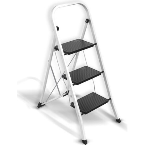 MSV – Escabeau 3 marches pliant en acier – Charge max 150kg – Dimensions 46x71x105cm – Norme GS pour sécurité