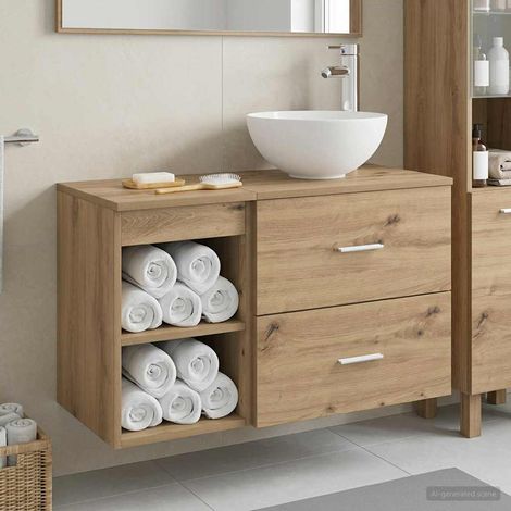 vidaXL Set di mobili per il bagno 2 pcs Rovere Artigianale