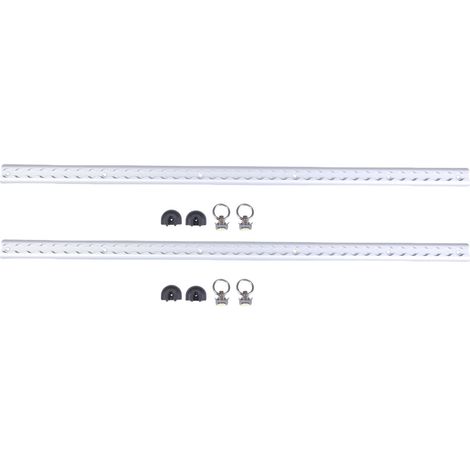 Lot de 2 systèmes d'arrimage en L avec 4 raccords à anneau rond, embouts de 1 mètre de long en aluminium pour motos, VTT, motos tout-terrain, tracteurs utilitaires, camions, argent (1/5)