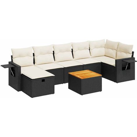 vidaXL Set Divani da Giardino con Cuscini 8 pz Nero in Polyrattan (1/5)