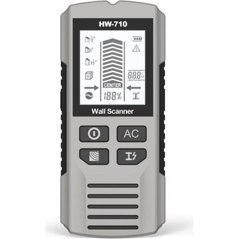 Stud Finder Wall Scanner 5-in-1 Upgraded Chip FOGZUVR: Wall Detector Detect Wood/Metal/AC Wire/Pipe, Wire finder LCD Display & Audio Alarm for Edge/Center Precision, Sky Silver(Without 9V Batteries) (1/5)