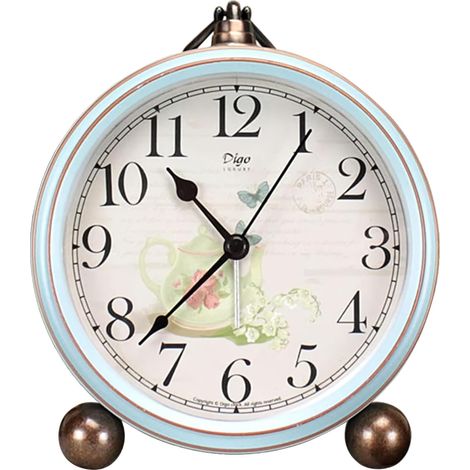 Horloge de bureau rétro silencieuse 13,2 cm, horloge analogique sans tic-tac et fonctionne à piles avec mouvement à quartz, horloge décorative pour chambre à coucher, salon (1/5)