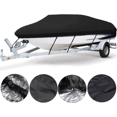 Bâche de bateau en forme de V pour bateaux de 420 à 270 cm (11 à 13 pieds), noire, en tissu Oxford 210D, résistante.
