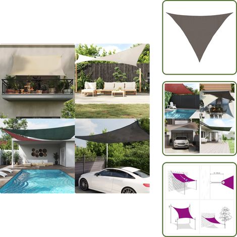 The Living Store Vela Parasole 160 g/m² Antracite 3,5x3,5x4,9 m in HDPE - Protezione dal sole