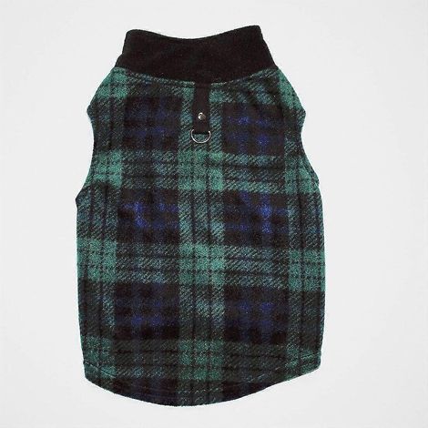 Warme Fleece-Hundebekleidung für Herbst und Winter, verdickte Weste, Mantel, für kleine und mittlere Hunde, T-Shirt-Kostüm, karierte Jacke mit Zugring, Größe 17 (1/5)
