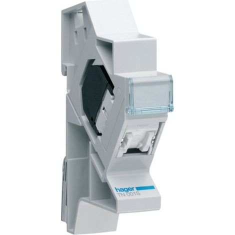 Hager – Connecteur RJ45 cat.6a STP pour grade 3 TV – Blindé – Bande passante 500 MHz – Installation sur rail DIN