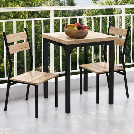 Ensemble table et chaises natur en mDF métal 60 x 60 x 76 cm (1/5)