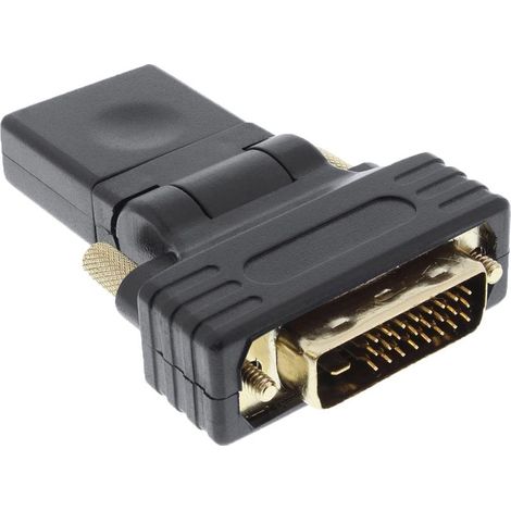 1 Adaptateur DVI vers HDMI, Flexible 180°, Contacts dorés, Compatible 4K, pour PC et Écran (1/5)