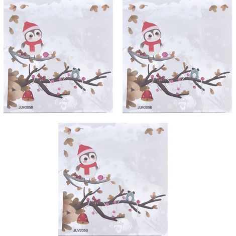 3 Autocollants Innovants de Chouette sur Branche pour Décoration de Noël Maison Boutique JUV205‑B (1/5)