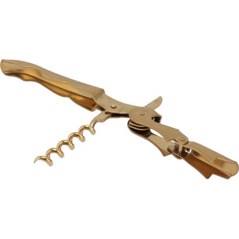 Korkenzieher mit Seepferdchenmotiv, Weinöffner, Flaschenöffner, Messer, Edelstahl, Hippocampus-Dosenöffner, Doppelgelenk-Korkenzieher, Gold (1/5)