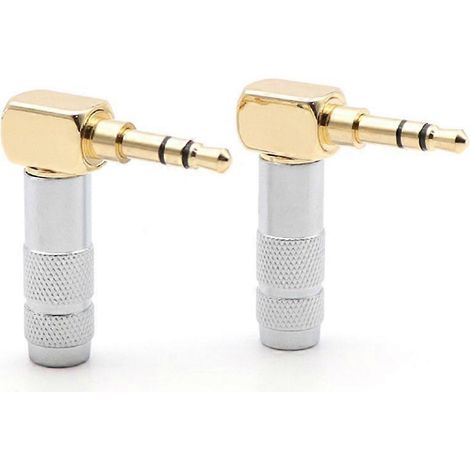 Prise jack 3,5 mm en forme de L plaquée or, coudée à 90°, argentée (1/5)
