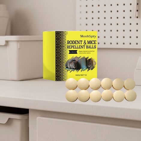 Rat Repellent Balls for Home, Indoor Use, Kitchen, Warehouse, and Car - Scented Type - 16g x 12pcs + 3pcs Mesh Bag (1/5)