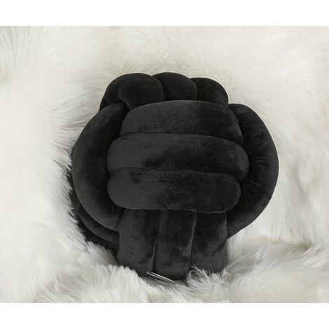 Handgewebtes Kissen mit Kristall-Samtkugel, gefertigt aus drei Seilsträngen. Geeignet für die Dekoration von Wohnräumen, Sofas, Autos oder Büros. Schwarz. (1/4)