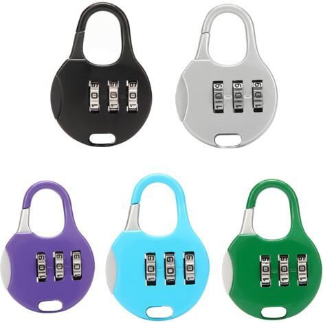 Lot de 5 Cadenas de Voyage à Combinaison, Serrure à Combinaison Colorée, Mini Cadenas à Combinaison Réinitialisables 3 Chiffres, pour Valises ou Sacs à Dos (5 Couleurs) (1/5)