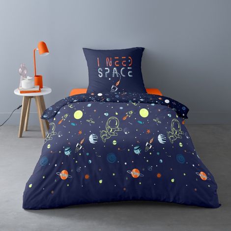 Housse de couette 140x200 I NEED SPACE+ taie 100% coton 52 fils (1/3)