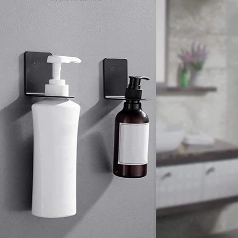 Porte-distributeur, Ensemble de 4 distributeurs de savon, Porte-shampooing mural, Porte-distributeur de savon,Noir (1/4)