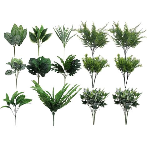 Realistic Artificial Greenery Shrub Stems, 14 Pieces (1/5)