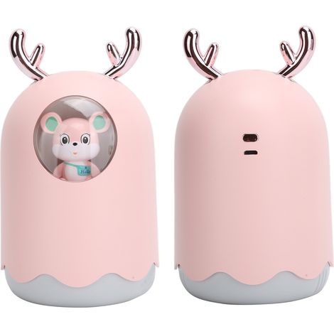 Leiser USB-Luftbefeuchter mit farbiger LED-Beleuchtung – Design in Form eines rosa Hirschgeweihs (1/5)