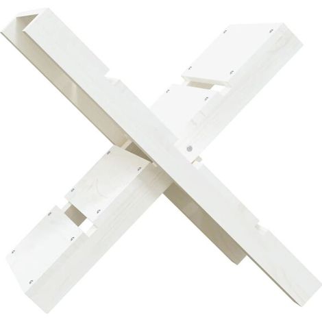 Porte-bûches blanc, dimensions 47x39,5x48 cm, en pin massif. (1/5)