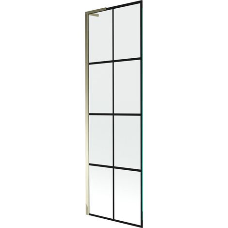Mexen Next L paraván de bañera 1 hoja 60 x 150 cm, cuadrícula negra, dorado - 895-060-000-03-77-50 (1/5)
