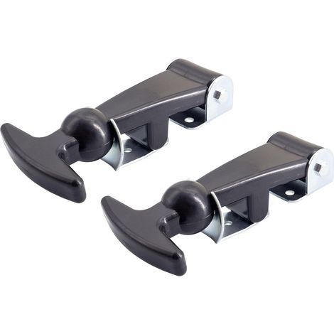 Universelle Motorhaubenbefestigungen – 2er-Set – Stahl und Gummi – Schnellverschluss – Für Motoren – Silber/Schwarz (1/4)