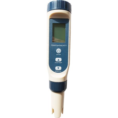 Medidor de pH, 5 en 1 pH/TDS/EC/Salinidad/Termómetro, probador de pH con pantalla LCD, compensación automática de temperatura, medidor de pH electrónico (1/5)