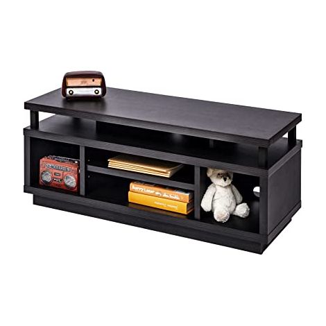 Iris Ohyama, Porta TV/Mobile TV/TV Porta TV in legno/Porta TV con 5 ripiani aperti/TV fino a 43, Legno massello, fori passacavi, Ufficio, Soggiorno - TV Cabinet Middle OTS-100M - Quercia nera