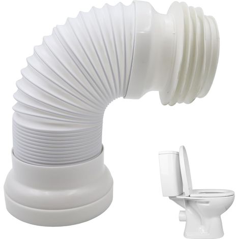 White Extendable Toilet Pipe Flexible Lip Connector Fits All Prevents Dismantling of the Bowl 250 mm-530 mm (1/5)