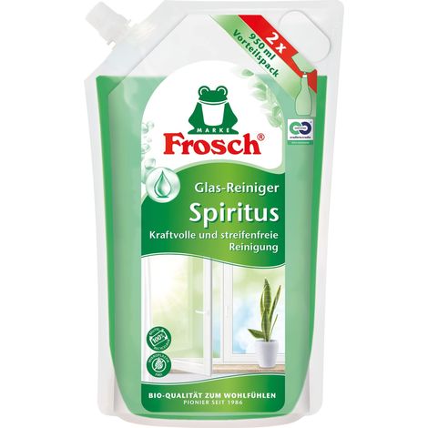 Frosch Spiritus - Detergente per vetro, perfetta lucentezza senza aloni, per uso domestico, superfici e finestrini dell'auto, sacchetto di ricarica, 1 confezione (1 x 950 ml) (1/5)
