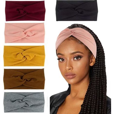 Paquete de 6 diademas para mujer, antideslizantes, para cabello corto, yoga, entrenamiento, correr, deportes, bandas elásticas para el cabello para mujeres, turbantes para el cabello para niñas (1/5)