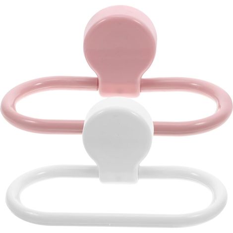 Porte-serviettes mural adhésif rose en 2 pièces pour salle de bain et cuisine, à main, sans (1/5)