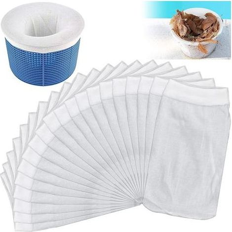 Lot de 20 filtres d'écumoire de piscine, chaussettes d'écumoire de piscine Chaussettes d'écumoire de piscine en tissu élastique durable en nylon (1/5)