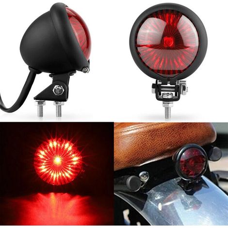 led Feu Arrire Moto Feux Stop Frein Arrire Lampe Ronde Rtro Pour Custom Cafe Racer Scrambler Bobber Cruiser 883 (1/5)
