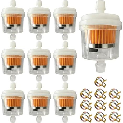 10 Pièces Filtre à Essence avec Aimant & 10 Clips de Tuyau (8,5mm) – Filtre à Carburant Universel pour Tuyau 5mm & 6mm – Filtre en Ligne Transparent pour Tondeuse, Moto, Tracteur, Scooter & Générateu (1/5)