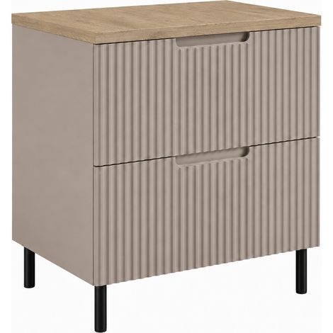 Meuble sous-vasque sur pieds 60 cm, 2 tiroirs, avec plan de travail, fermeture douce, Cachemire / Plan Marbre, pieds noirs, 60 x 46 x 73,6 cm (1/5)