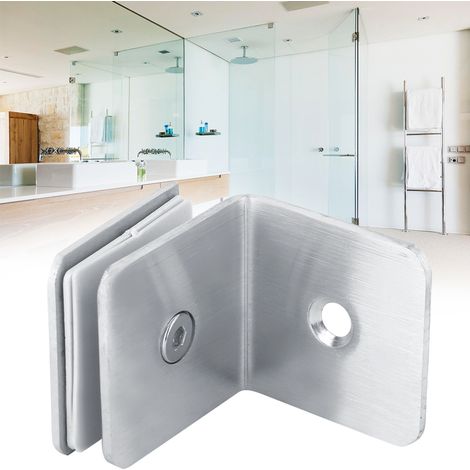 Support de charnière à pince de fixation pour porte de douche en verre de salle de bain en acier inoxydable à 90° (1/5)