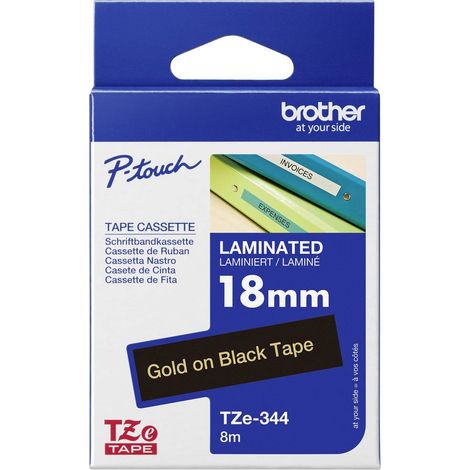 Brother TZe, TZ TZe-344 Couleur de ruban: noir Couleur de police:or 18 mm 8 m