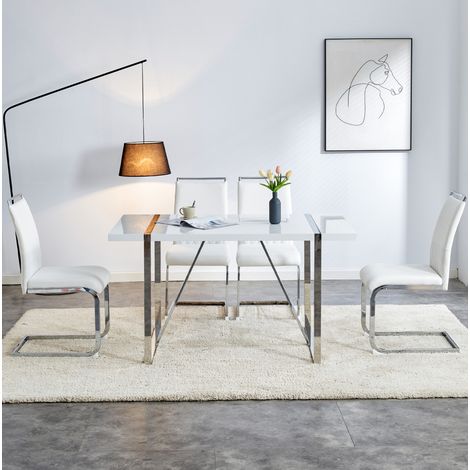 Silla de comedor 42x48x95 cm, metal blanco, diseño moderno para cocina, lote de 2 FloraGrace (1/5)
