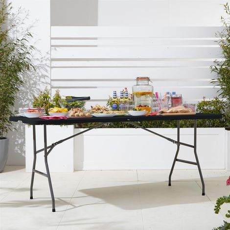 Neo Black Folding Table Portable Fold Up Tables Camping Garden Party BBQ Dinner Buffet Picnic 6FT (1/5)