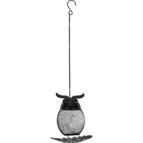 Mangeoire Oiseaux Extérieur Hibou Métal pour déco Jardin Suspendue Grande Capacité Tournesol Moineaux Pinsons Bronze 15cm(Copper colored) (1/5)