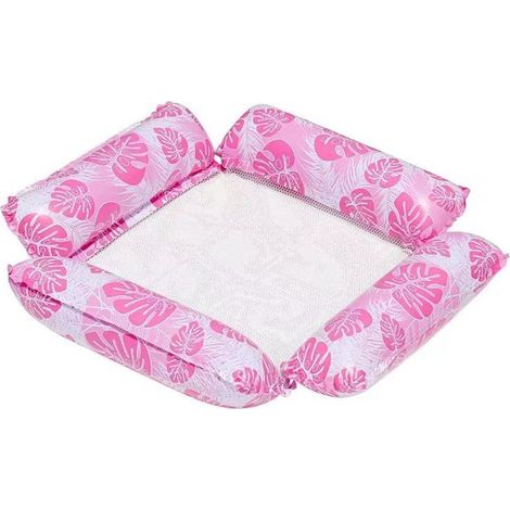 Lettino gonfiabile 4 in 1 con poggiatesta, 120x115 cm, lussuoso galleggiante per piscina, sedia galleggiante per adulti fino a 115 kg, rosa (1/5)