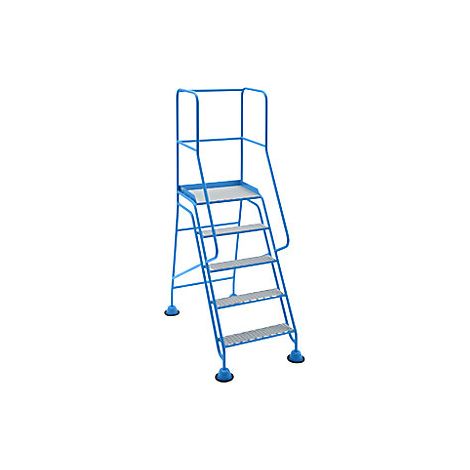 Escalera rodante con tarima  plataforma y peldaños de rejilla
