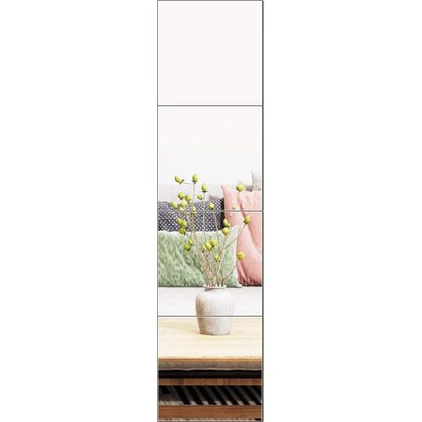Lot de 4 stickers muraux miroir acrylique carrés pour salons, chambres, salles de bain et salles de sport, 30 x 30 cm (1/5)