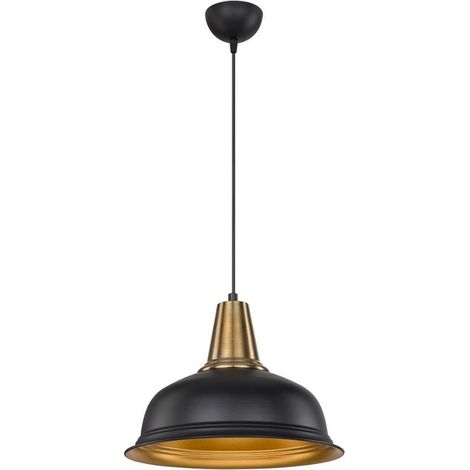 Rena ASZ1341 Pendelleuchte aus schwarzem Metall mit goldener Innenseite (1/3)