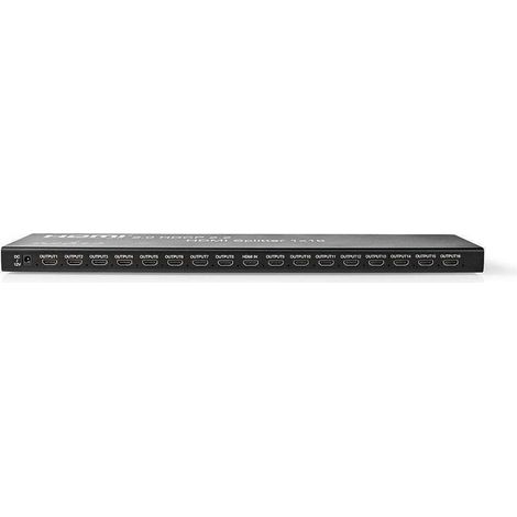Divisor hdmi 16 puertos entrada hdmi usb a hembra 16 salidas hdmi 4k a 60 hz 18 gbps metal antracita