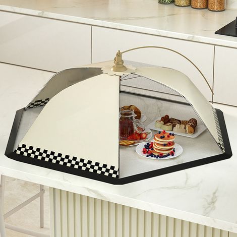Nouvelle housse alimentaire estivale, nappe, housse pliable pour restes, indispensable à la maison, anti-mouches et anti-poussière, parasol à légumes à motif quadrillé. (1/5)