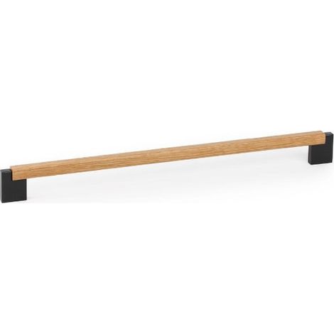 Poignée de meuble bi matière oakland - Décor : Chêne - Entraxe : 320 mm - Longueur : 354 mm - FOSUN
