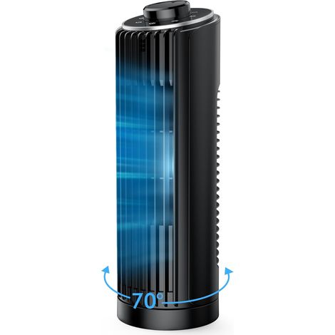 Petit ventilateur tour de 33 cm - Silencieux - Avec 3 vitesses - Oscillant à 70° - Vitesse 7 m/s - Très silencieux - Pour chambre à coucher, bureau, cuisine (1/5)