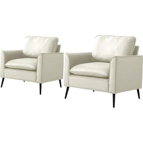 Fauteuil en similicuir résistant aux rayures, style nordique rétro, fauteuil relaxation 1 place pour salon, balcon ou chambre (1/5)