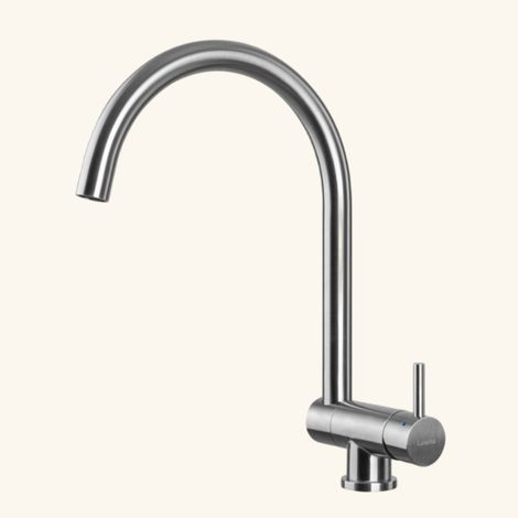 Robinet rabattable inox massif – Hauteur sous bec 199mm – Débit 7.1 l/min à 3 bars – Rotation 360° – Bec rabattable pour cuisines modernes – Luisina (1/4)